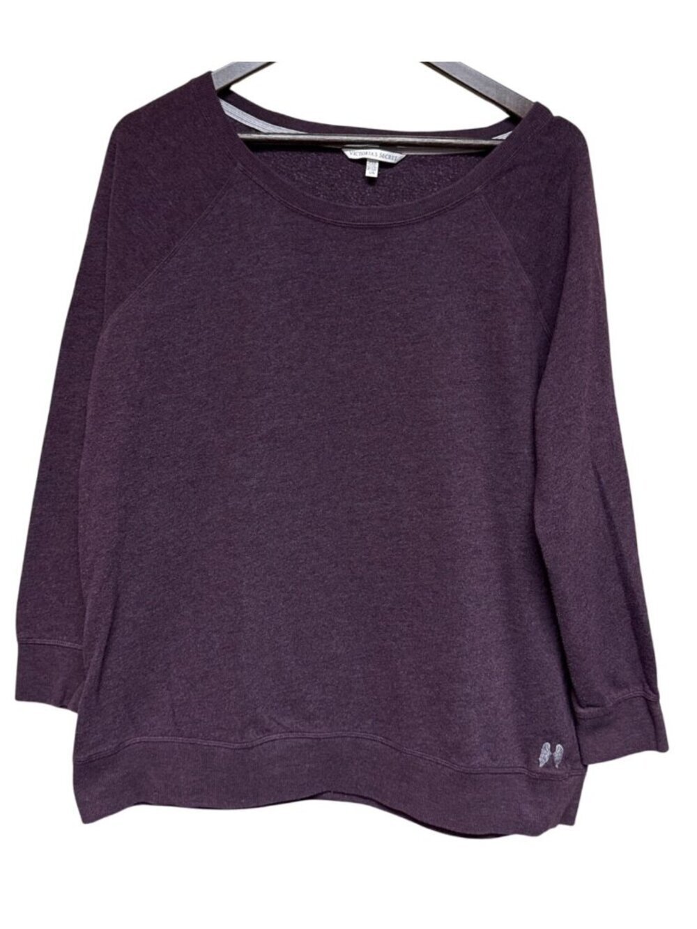 Victoria's Secret Angel Sweatshirt Plum Purple Long Sleeve Fleece Large Leisure